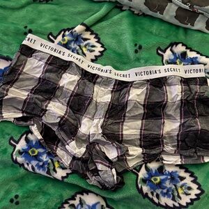 Victoria's Secret Black and White Plaid Athletic Shorts